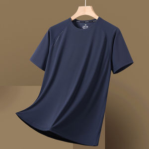 T-shirt à manches courtes pour hommes en pur coton basique ample demi-manches col rond couche de base conception solide haut décontracté pour l'été - Product Image 4