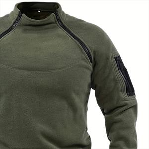 <b>Men's</b> Tactical Casual Solid Color Fleece Sweatshirt Autumn Windproof Knitted Pullover with Standing Collar <b>Hoodies</b> & Sweaters - Product Image 6