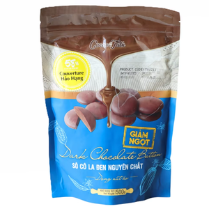 Fournisseur Exportation en Gros Personnalisé Marque Privée HALAL Véritable Chocolat Noir Solide Forme Bouton 58% Cacao Utilisation Pâtisserie 1KG - Product Image 1