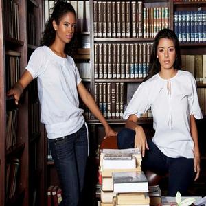 Chemisier plissé en popeline de coton pour femmes/dames - Product Image 3