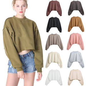 Fleece moda mujer chica mujer Casual manga larga pulóver sudaderas con capucha Crop Tops Sudadera con capucha Crop Top sudaderas con capucha sudaderas - Product Image 1