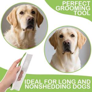 หวีกรูมมิ่งสุนัขดีไซน์เรียบง่าย พร้อมฟันสแตนเลสและด้ามจับกันลื่น หวีโลหะสำหรับสุนัข ช่วยกำจัดขนพันกัน - Product Image 4