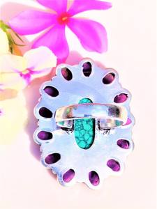 Turquoise and Amethyst Gemstone <b>Ring</b> in 925 Sterling <b>Silver</b> Handmade Oval Shape <b>Boho</b> <b>Ring</b> Gift for Her - Product Image 3