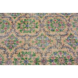 พรมขนสัตว์สีเขียวเบจ9x12แนววินเทจแบบดั้งเดิมดีไซน์เย็บปะติดปะต่อสำหรับห้องนั่งเล่นห้องโถงตกแต่งน้ำยาง - Product Image 5