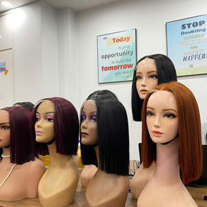Venta al por mayor Raw Vietnamita pelo Bob pelucas de cabello humano encaje Frontal peluca Glueless hueso recto pelo suizo HD al por mayor - Product Image 1