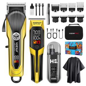 Tondeuse à cheveux sans fil professionnelle pour hommes, kit de coupe-cheveux et de tondeuse pour les poils des oreilles et du nez, écran LED, USB, instructions en français - Product Image 2