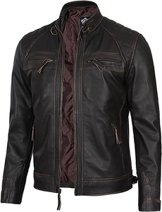 Chaqueta de Invierno para Hombre, de Cuero Genuino, Estilo Vintage, Resistente al Viento, Transpirable, con Tela Vaquera, Color y Diseño Personalizables, Precio Económico - Product Image 6