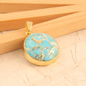 Factory Wholesale Mohave Copper Turquoise Fashionable Statement Pendant 24k Gold Plated <b>Boho</b> Pendant for <b>Necklace</b> Making Jewelry - Product Image 3