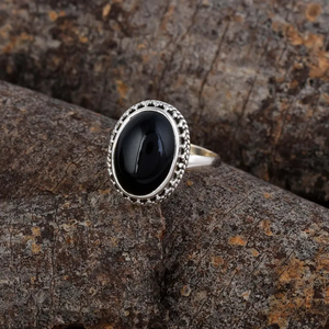 Anillo bohemio de Plata de Ley 925, anillo ovalado de ónix negro Natural hecho a mano, regalo de aniversario de fiesta de boda clásico, moda para esposa - Product Image 2