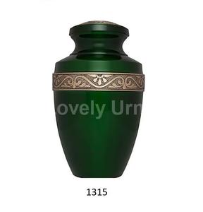 Lovely Urns Brass <b>Green</b> Funeral Cremation Adult Urns for Human Ashes Free <b>Velvet</b> Bag - Product Image 1
