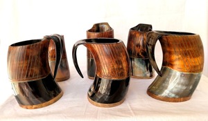 Tazas de cuerno para beber de uso diario de estilo animal pulido grande Artesanías naturales con grabado intrincado - Product Image 6