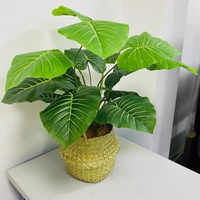 Grosir besar buatan Monstera Deliciosa Split Leaf phildendron Interior dekoratif pot plastik hijau untuk Thanksgiving