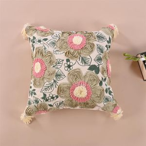 High Quality Customized Cotton Embroidered Decorative <b>Cushion</b> <b>Cover</b> <b>Green</b> Floral Themed Beautiful <b>Cushion</b> <b>Covers</b> For Living - Product Image 4