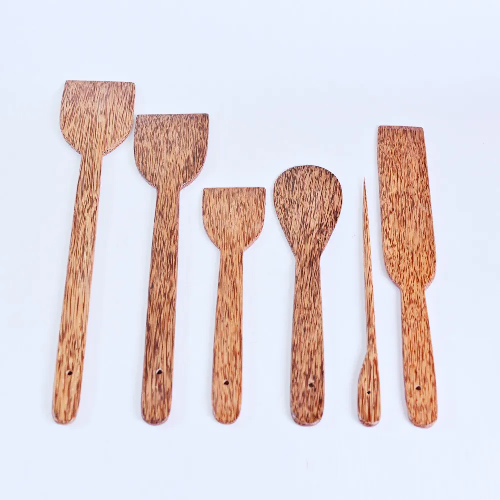 Tabouret de cuisine à Long manche, spatule de cuisine écologique en bois de noix de coco naturelle