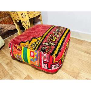 <b>Moroccan</b> <b>Leather</b> Pouf Handmade Ottoman Footstool Traditional Handcrafted <b>Pouffe</b> Home Decor Boho Ottoman Seat Living Roo - Product Image 1