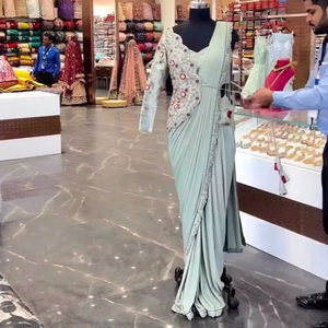 Sarees décontractées en fausse fourrure FABZONE, prêtes à porter, avec Koti Chine pour toutes les saisons - Product Image 1