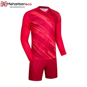 Người đàn ông của tùy chỉnh dài tay áo bóng đá thủ môn Jersey với đào tạo quần short bóng đá mặc với miếng bọt biển bảo vệ - Product Image 4