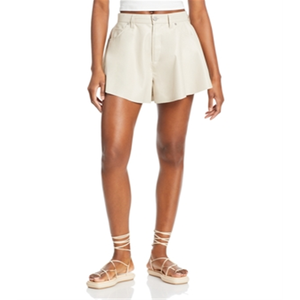 Shorts da Donna Blanknyc a Vita Alta con Taglio Grezzo, in Cotone Canvas Bianco, Taglia XS 24, Stile Biker con Decorazione a Bottoni - Product Image 1