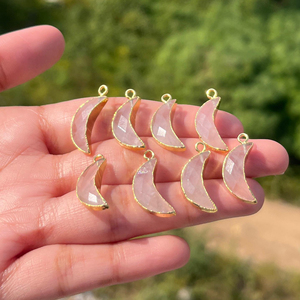 ตัวเชื่อมต่อแบบ DIY ทำด้วยไฟฟ้าสีทอง18K ขนาด21มม. พร้อมถังสีโรสควอตซ์แบบเหลี่ยมเพชรพลอย - Product Image 1