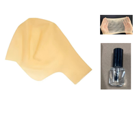 Lot de 3 bonnets chauves en latex et bonnets de perruque pour fêtes de Noël, cosplay et événements à thème festif, avec colle et filet à cheveux