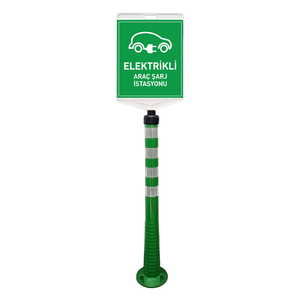Electric Vehicle Charging Station Double-Sided Green Delineator <b>Set</b> Parking Guidance Type - Product Image 1