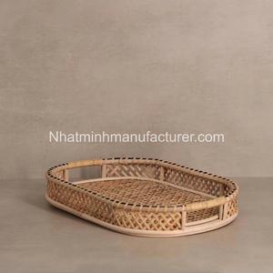 Bandeja de servicio de ratán ecológica sostenible, bandeja de mesa decorativa hecha a mano al por mayor, duradera, ligera, Vietnam - Product Image 1