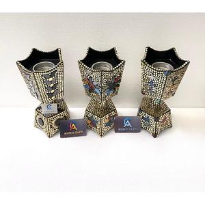 Brûleur à Bakhoor en laiton doré décoratif, style islamique arabe moderne, élégant, parfumé, incrustation de résine, porte-oud fait à la main - Product Image 1