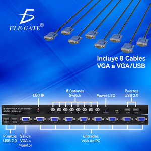 Switch KVM VGA con 8 Porte USB per Condividere 1 Monitor, Tastiera e Mouse tra 8 Computer - Product Image 5