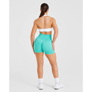 Sujetador deportivo de cuello Halter blanco personalizado con escote en V, detalle de espalda abierta y Sujetador deportivo de alto impacto para mujeres adultas - Product Image 2