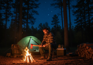 Hacha Industrial Viking de 35 cm con Cabeza de Acero para Bomberos, Mango de Madera, Logotipo Negro, Azul y Rojo, para Cortar Madera, Tomahawk para Camping - Product Image 5