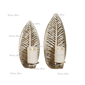 Ensemble De 3 Bougeoirs Muraux Design Feuille Avec Bougeoir Votif En Fer De Couleur Marron De Qualité Supérieure Pour Offre Spéciale - Product Image 6