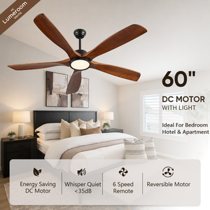 Ventilateur de plafond moderne avec lumière, ventilateur de plafond en bois de 60 pouces pour chambre à coucher et salon avec télécommande, moteur DC - Product Image 1