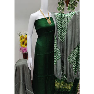 Tissu de salwar kameez formel réversible en coton bandhani sibori pour femmes, pour mariage, longueur genou - Product Image 3