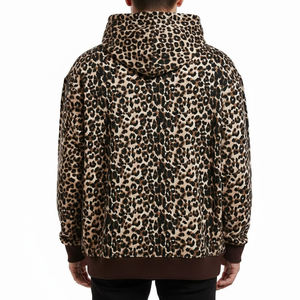 Sudadera con Capucha de Estilo Vintage, Personalizable con Logotipo, para Hombre, de Felpa Gruesa, con Estampado de Leopardo, Talla Grande - Product Image 2