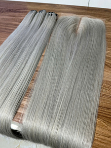 Extensions de cheveux humains vierges Remy Azura Hair Vietnam Closure Super Double Drawn Machine Double Weft, toutes couleurs, teintables, gris - Product Image 3