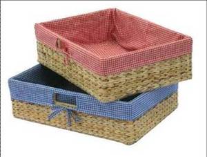 Panier en jacinthe d'eau tissé à la main à prix économique, plateau avec poignée confortable, style vintage, multifonctionnel pour la chambre à coucher, le salon - Product Image 3