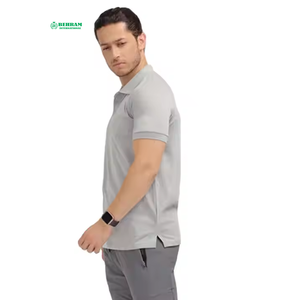 Polo en coton gris à manches courtes, coupe classique, respirant, décontracté, avec logo imprimé sur le devant, très vendu - Product Image 2