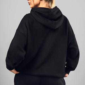 Nouveaux sweats à capuche longs décontractés pour femmes, avec badge, logo personnalisé, 100% coton, vente en gros, pull-over - Product Image 2