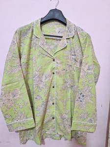 ชุดนอนผ้าฝ้ายลายดอกมะนาวชุดนอนสีพาสเทลบานสีเขียวมะนาว - Product Image 3