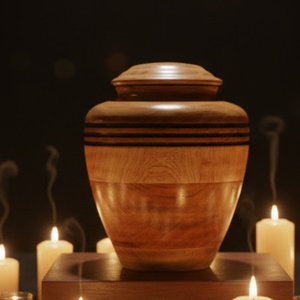 Urne funéraire artisanale en bois de manguier pour cendres humaines adulte |   Urne funéraire en bois personnalisée pour le dépôt et l'exposition à domicile - Product Image 1