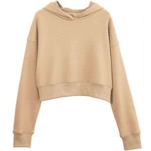 Sudadera Corta de Felpa Francesa para Mujer, 100% Algodón, Transpirable, Ecológica, con Logotipo Frontal, Casual, Manga Larga, Invierno - Product Image 6