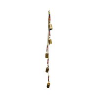 Lonceng Sapi Besi Cor Buatan Tangan dengan Ukiran, Manik-Manik Kayu Berwarna, Desain Tradisional Antik Rustic Modern Feng Shui