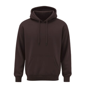 Men's Dark <b>Brown</b> Hooded Sweatshirt Regular Fit French Terry Casual Pullover with Front Pocket Autumn Wear Classic Organic Hoodie - Product Image 1