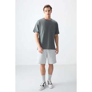 Camiseta básica para hombre color caqui, 100% algodón, textura gruesa y suave, corte holgado, tejido de punto -88353 - Product Image 5