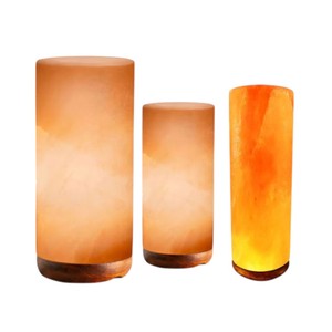 Meilleure lampe au sel de l'Himalaya sculptée à la main en forme de cylindre avec cordon électrique et ampoule Sian Enterprises - Product Image 3