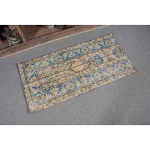 Vintage <b>Turkish</b> <b>Rug</b> Classic Beige Blue 17 X 35 ft Large Area Wool Fur Material Latex Rectangle Patchwork for Hallway Room - Product Image 5