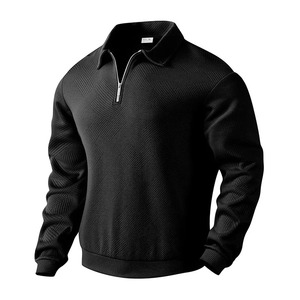 Haut ample décontracté pour hommes 24 Cross-Border Popular Autumn Long-Sleeve Lapel Zipper Polo Shirt Sweatshirt Style - Product Image 5