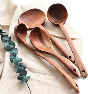 <b>Wooden</b> Soup <b>Ladle</b> Set Kitchen Spoon Set Utensils 4 Pcs Handmade Natural Teak Cooking Spoons Long Handle <b>Wooden</b> Soup <b>Ladle</b> - Product Image 4