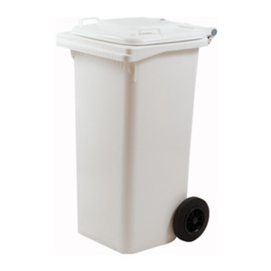 Pattumiera da 120 Litri con Ruote Bianca - Product Image 1