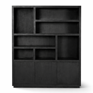 Mimosa Solid Wood Display Cabinet Black Finish | Industrial Retail Storage Shelving Unit | Handmade Modern Furniture - Product Image 1